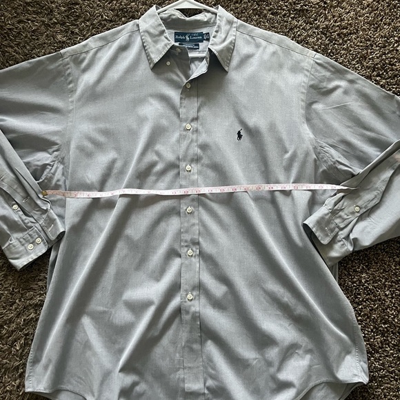 Ralph Lauren Mens Yarmouth Solid Gray Button Down Shirt Size XL Long Sleeve - Picture 5 of 6